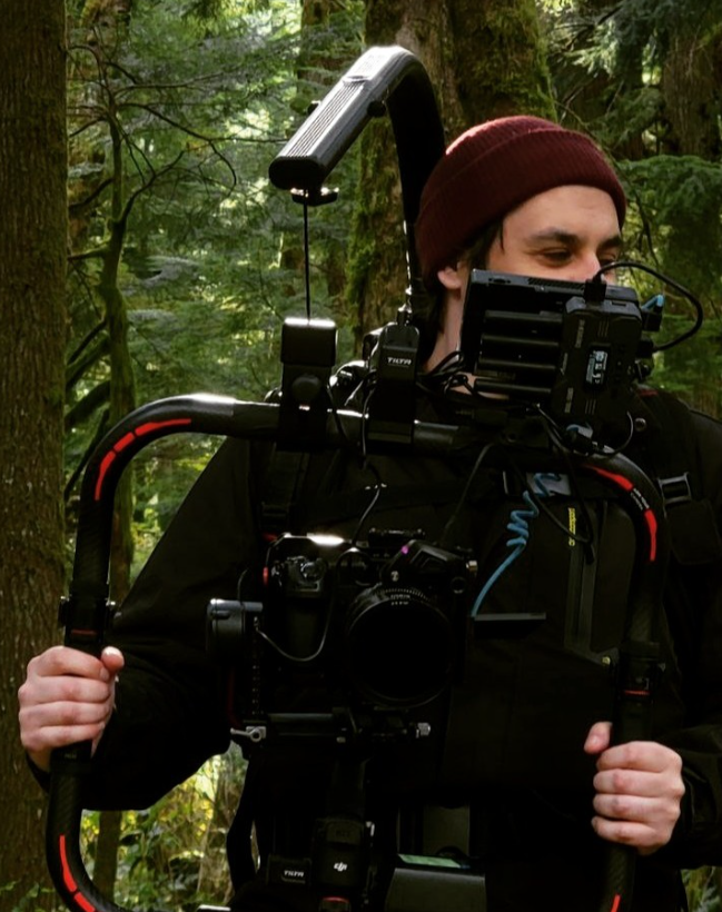 Director reviewing footage with crew